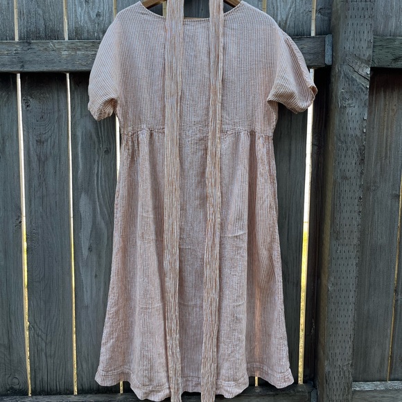 Hackwith Design House 100% Cotton Stripe Gathered Midi Dress XS/S - Picture 2 of 8